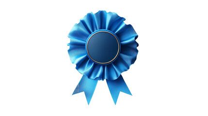 Blue ribbon award rosette badge achievement competition prize winner quality best honor 100 character on transparent background