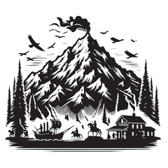 Fototapeta premium Black Baked Alaska Silhouette Vector, High Quality Illustration on White Background