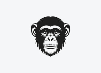 Chimpanzee Minimal Logo, Chimpanzee Vector, Chimpanzee Silhouette, Illustration, Monkey Minimal Logo, Monkey Vector, Monkey Silhouette, Animal, Primate