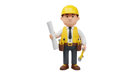 Obraz premium construction worker with helmet on white background png