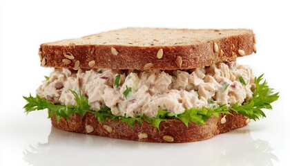 Close-up of a wholesome tuna salad sandwich.