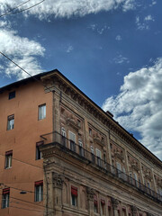 Historic Building under a Cloudy Sky in Bologna
