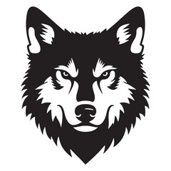 Wolf head vector illustration with wild animal silhouette and tattoo style