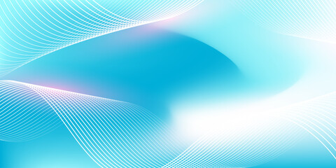 Abstract blue gradient background with shining lines waves. Minimalist background for banner, poster, cover, brochure, flyer, website