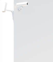 CCTV Surveillance Security White Camera Wall Monitoring 3d Illustration