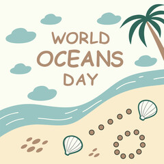 World Oceans Day vector Illustration