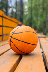 Basketball ball on the basketball court