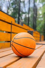 Basketball ball on the basketball court
