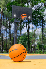 Basketball ball on the basketball court