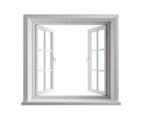 Open window with white wooden frames inviting natural light indoors