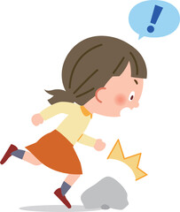 石に躓く女子小学生