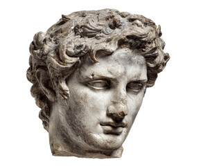 Classic sculpture of a young man with curly hair