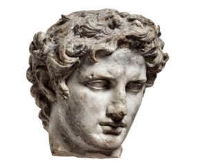 Classic sculpture of a young man with curly hair