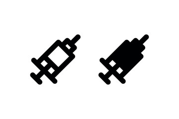 Black and white medical syringe icons - simple vector design.