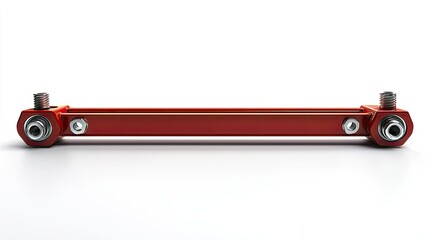 Red metal bar with connecting components.