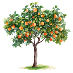 An Apricot Tree, watercolor painting vector, high quality, isolated on a white background.