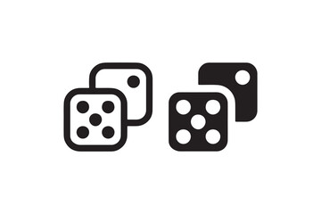 Monochrome dice illustration with different dot patterns.