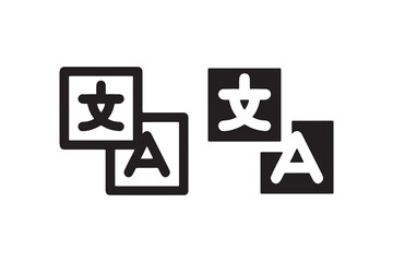 Translation icons: bilingual communication symbols for global language exchange.