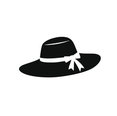 Elegant black sun hat with white ribbon bow