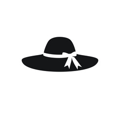 Elegant black sun hat with white ribbon bow