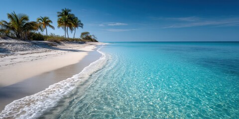 Tropical beach with white sand and azure water