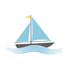 Simple sailboat on calm ocean waves illustration