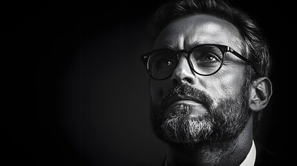 Seasoned business leader in thoughtful monochrome portrait