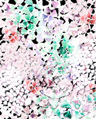 Mosaic pattern. Watercolor graphic print, drawing. An art background, a pattern for your design. Bright pieces of mosaic elements. Beautiful architectural ornament.
