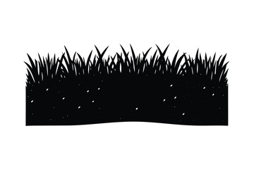 Minimal line horizon with simple field grasses in open space vector art illustration
