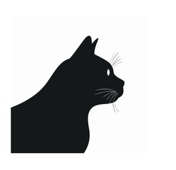 Elegant black cat silhouette profile view