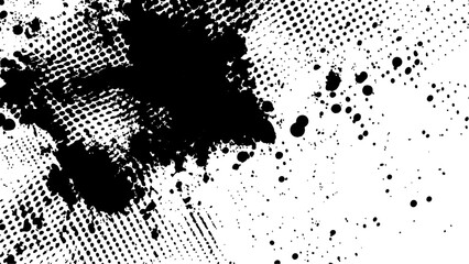 Halftone vector texture. Unique black and white halftone background with grunge-Style. Halftone monochrome ink dot texture illustration. 