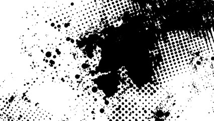Halftone vector texture. Unique black and white halftone background with grunge-Style. Halftone monochrome ink dot texture illustration. 