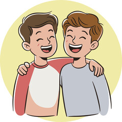 Obraz premium frendly cartoon characters, best frends ilustration