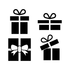 Set of Gift box icon. Gift boxes with ribbon icon.
