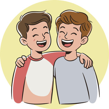 frendly cartoon characters, best frends ilustration