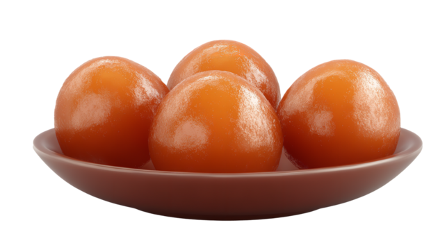 Gulab jamun indian dessert sweet dish mithai food traditional delicacy festive treat yummy delicious caramel 100 on transparent background