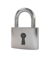 Closed padlock symbolizing security on transparent background
