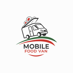 Mobile Food Van Logo Design with Red and Green Accents
