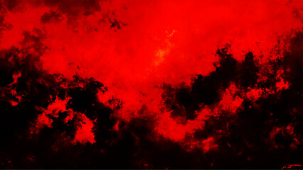 Abstract red and black grunge texture background. Black, red horror background for design. Abstract Watercolor red and black grunge background painting.