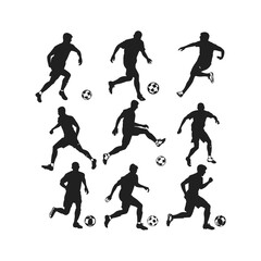 Football Silhouettes set Clipart on a white Background