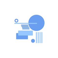 Vector illustration of abstract geometry random shapes with blue tones on white background 