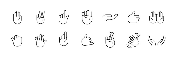 Variety of hand gestures and symbols for communication