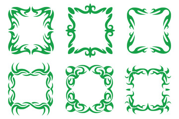 Green tribal frames collection in various decorative styles