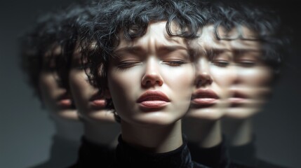 Woman with Distorted Expression in Motion