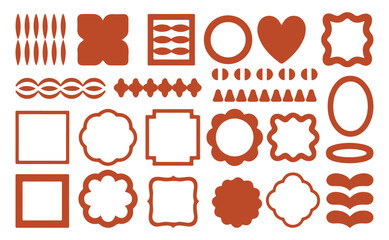 Set of brown decorative shapes and frames vector illustration