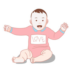 cute little baby sitting and smiling widely vector