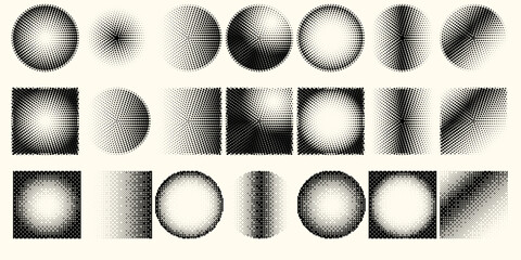 Halftone dot tone grunge effect abstract pattern texture vector graphic retro illustration. gradient geometric element art shape modern creative pop wallpaper vintage monochrome print frame