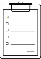 Minimal Line Art Illustration of a Task Checklist on Clipboard To-Do List Productivity Icon for Office, Business, and Planning Apps