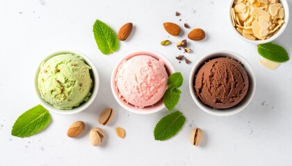 Assorted Ice Cream Scoops with Toppings