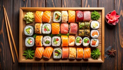 Assorted Sushi Platter with Chopsticks
